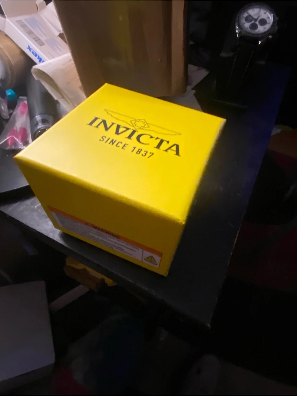 New Invicta Men's Black Watch with Yellow Dial